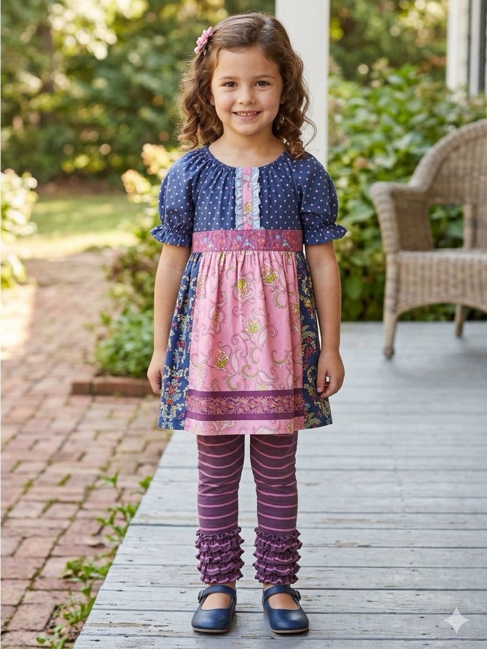Matilda Jane dress with pants with ruffles floral pattern